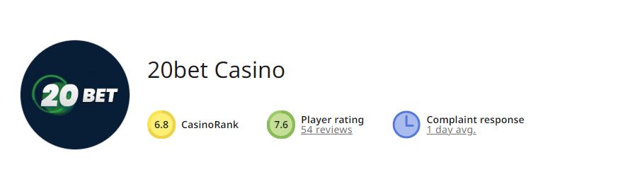 20Bet Casino review ranking according to AskGamblers