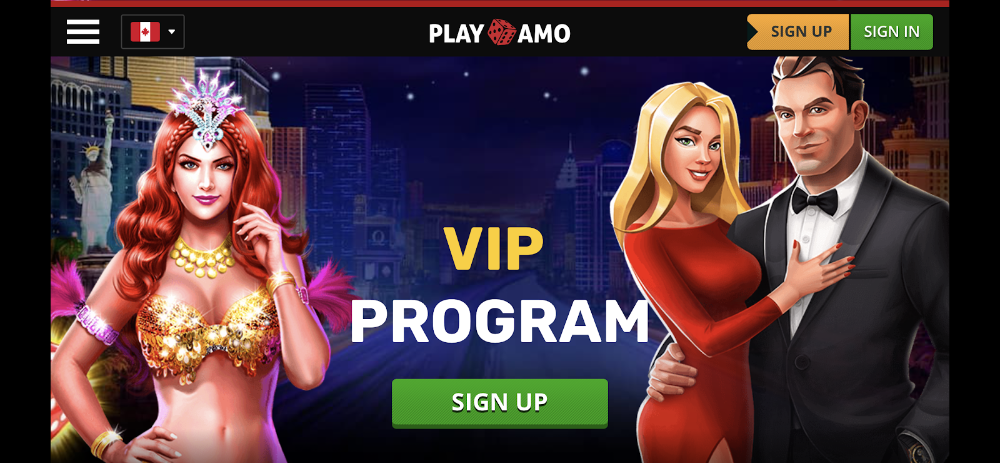 Screenshot of PlayAmo VIP program