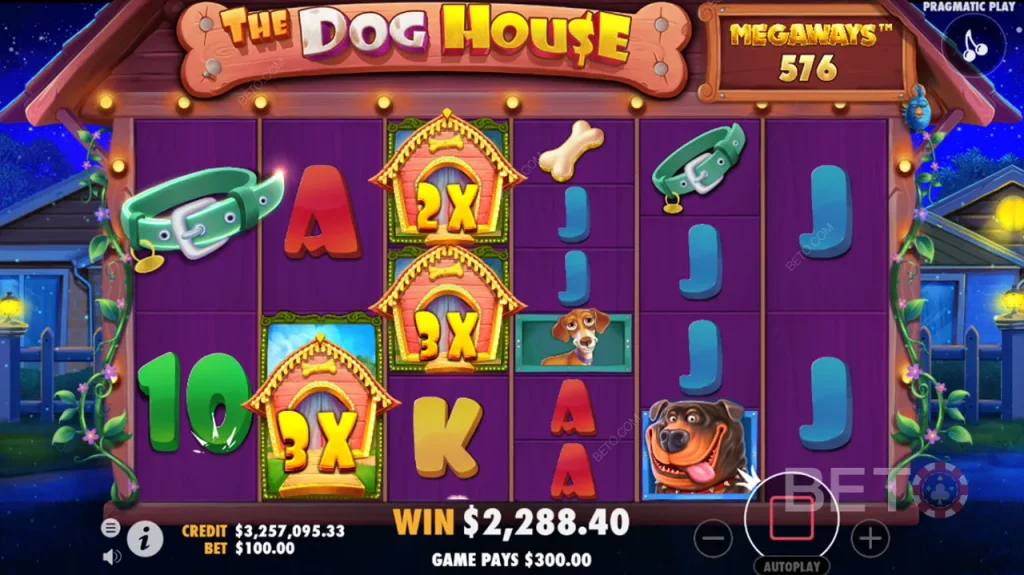 Demo screenshot of the The Dog House Megaways slot