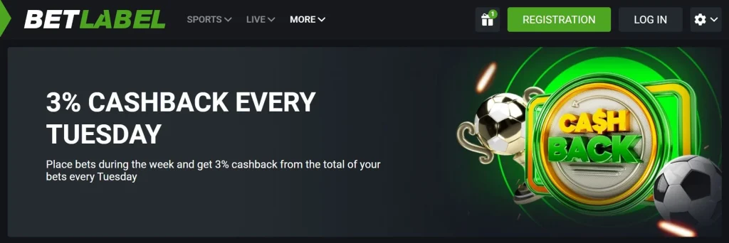 Claim 3% Cashback Every Tuesday at BetLabel Casino