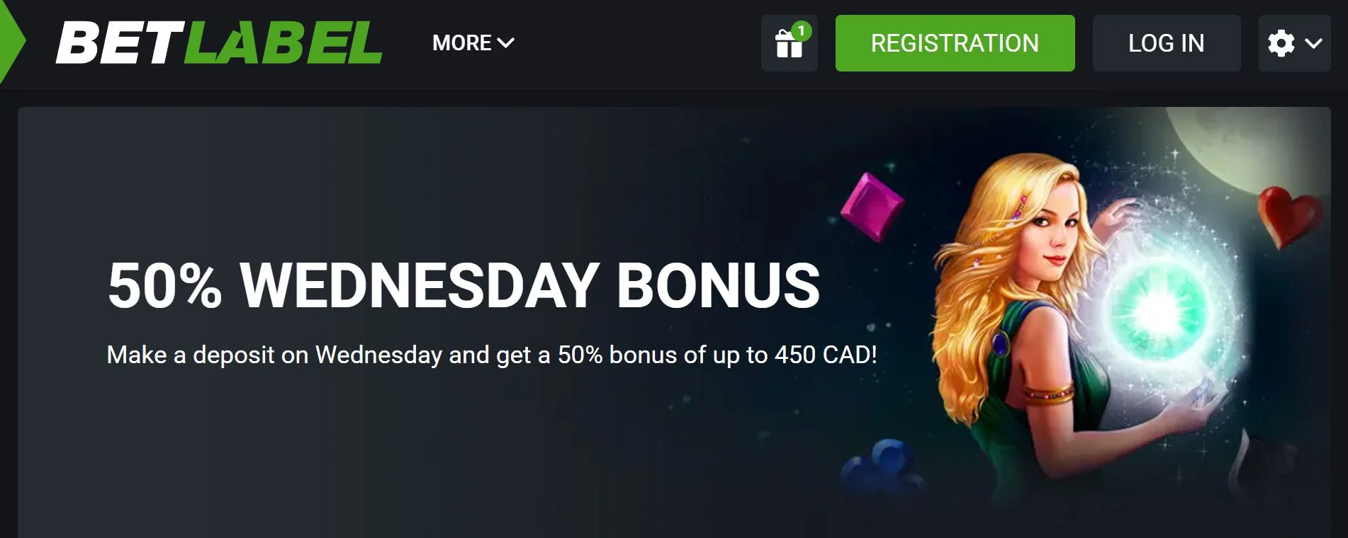 BetLabel Casino Wednesday Reload Bonus: up to 50%