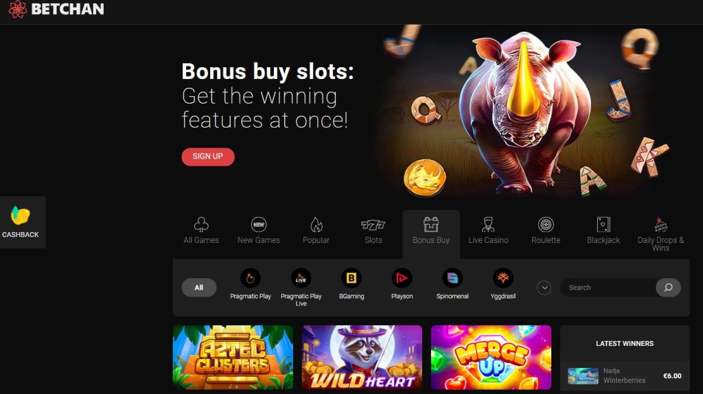 Screenshot of the Bonus Buy BetChan feature