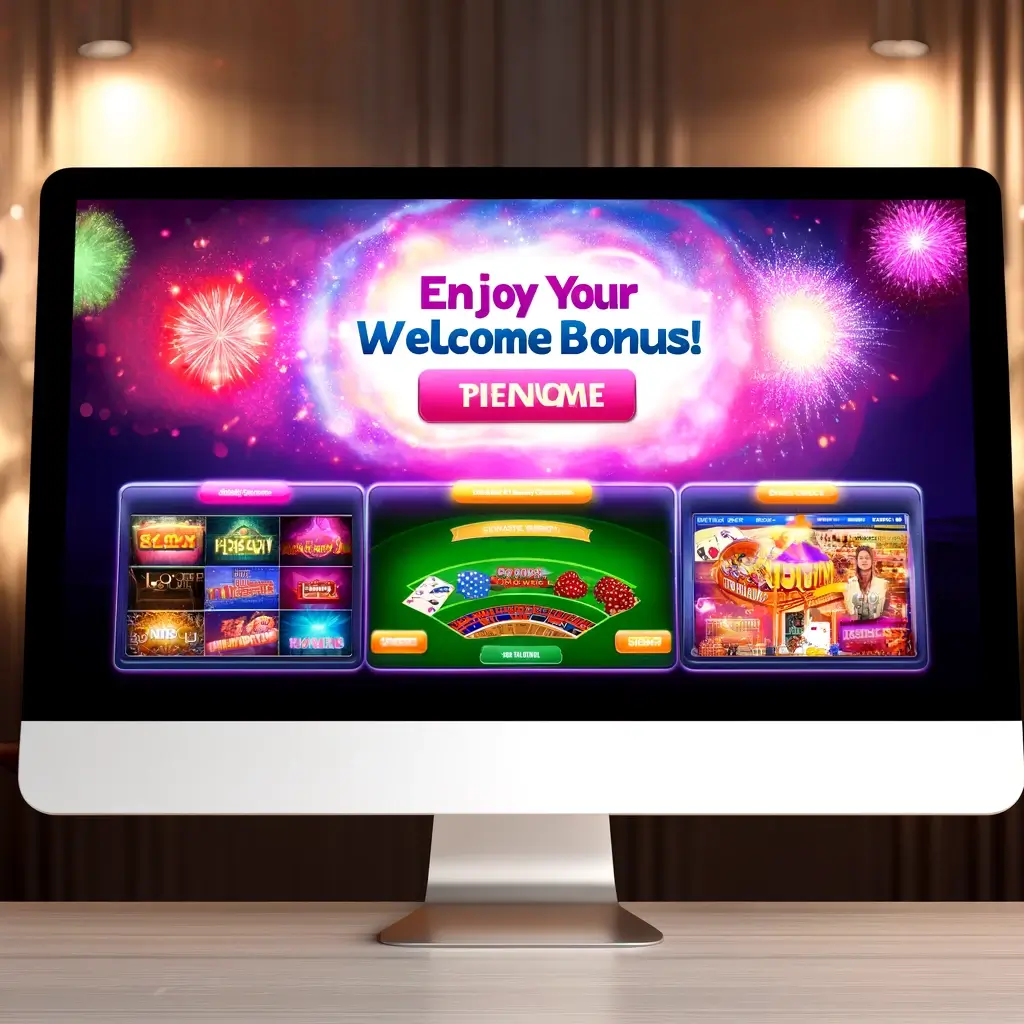 Welcome Bonuses on the computer screen 