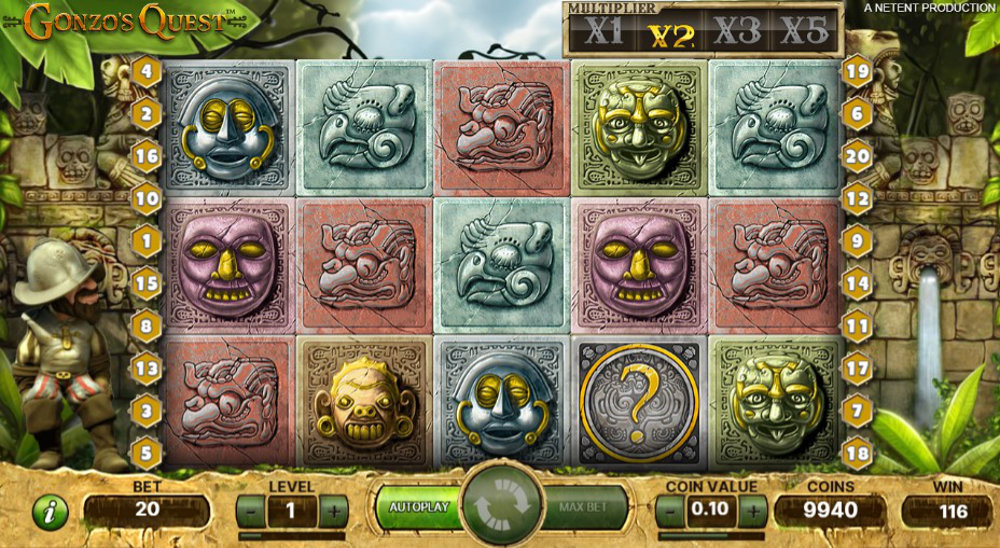 Screenshot of Gonzo's Quest Slot by NetEnt