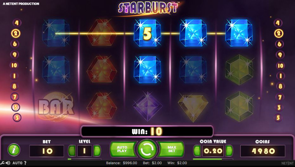 Screenshot of Starburst by NetEnt