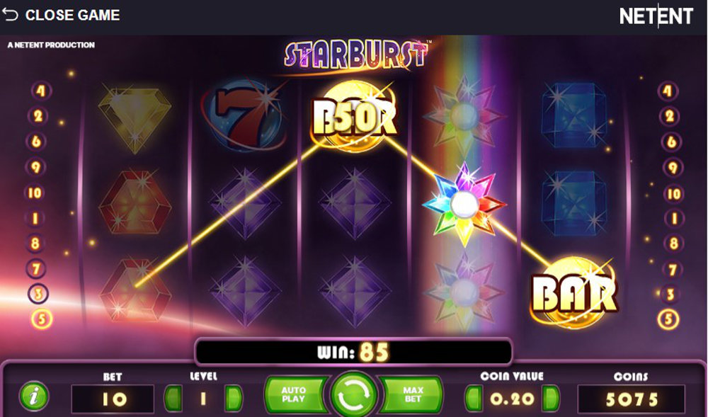 Screenshot of Starburst by NetEnt