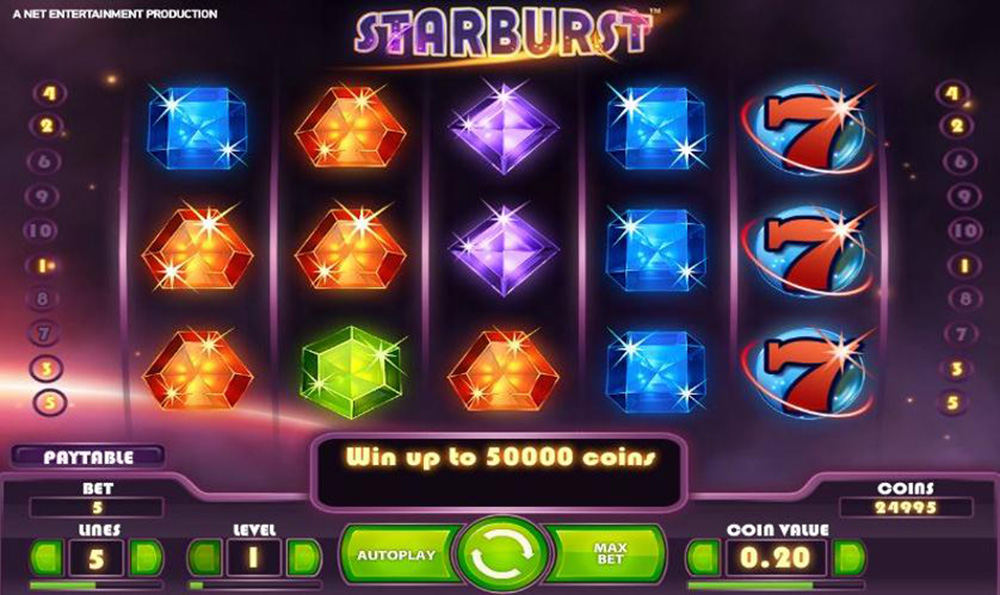 Screenshot of Starburst slot by NetEnt