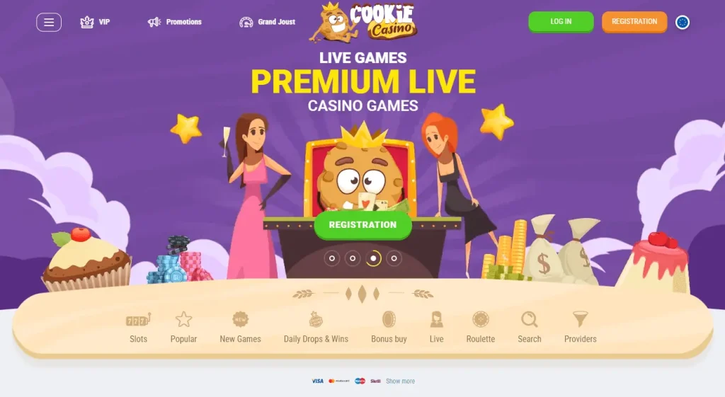 Screenshot of Cookie Casino website