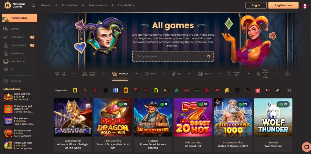 Popular games to play at National Casino