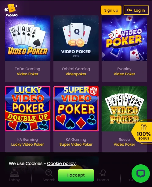 Sample Video Poker online games for Android users