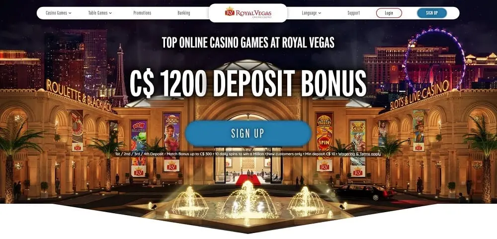 Royal Vegas welcome bonus screenshot