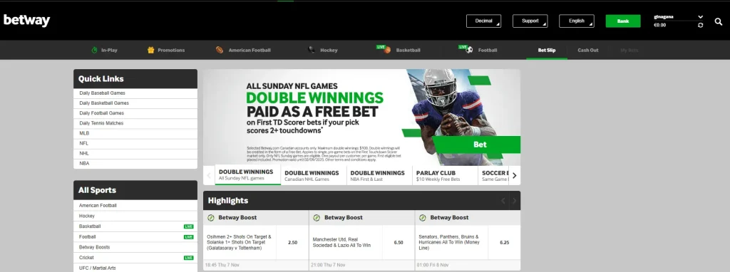 betWay sports betting options and markets