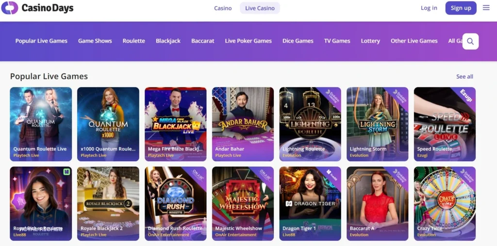 live casino casino days