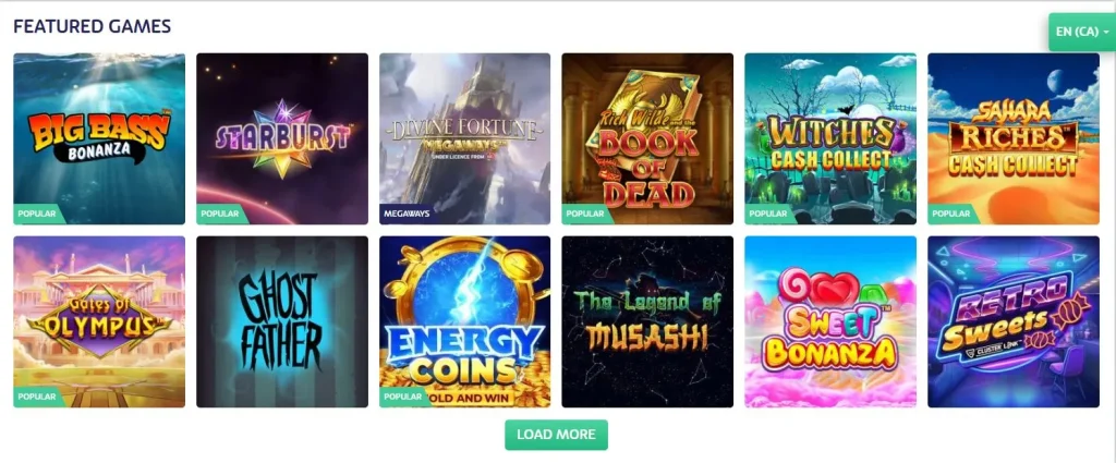 Featured games at PlayOJO Casino