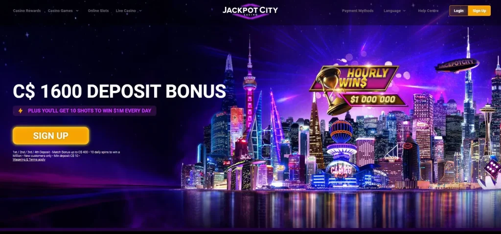 Jackpot City Casino's homepage