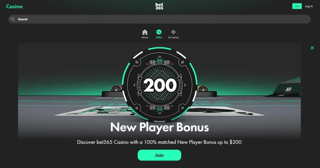 Bet365 Casino bonus for new players