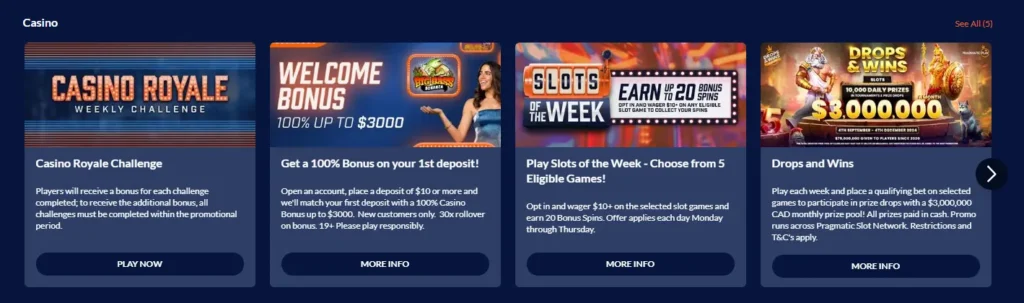 Sports Interaction Casino bonuses