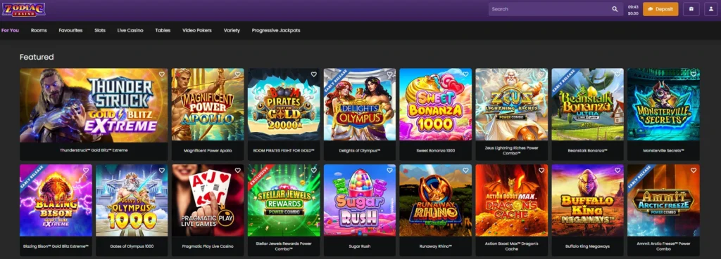 zodiac casino slot games