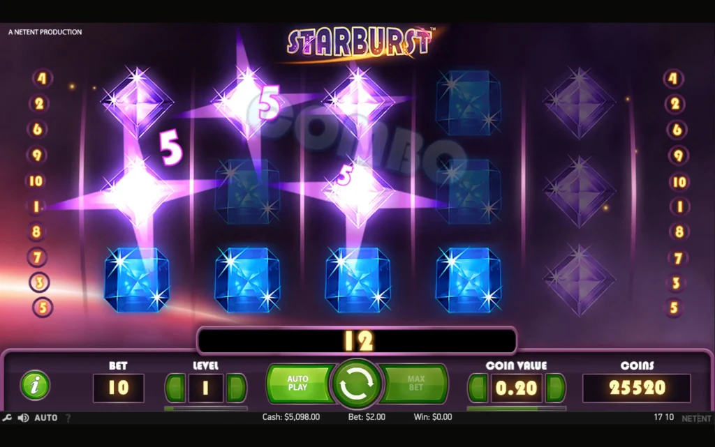 Screenshot of Starburst slot by NetEnt