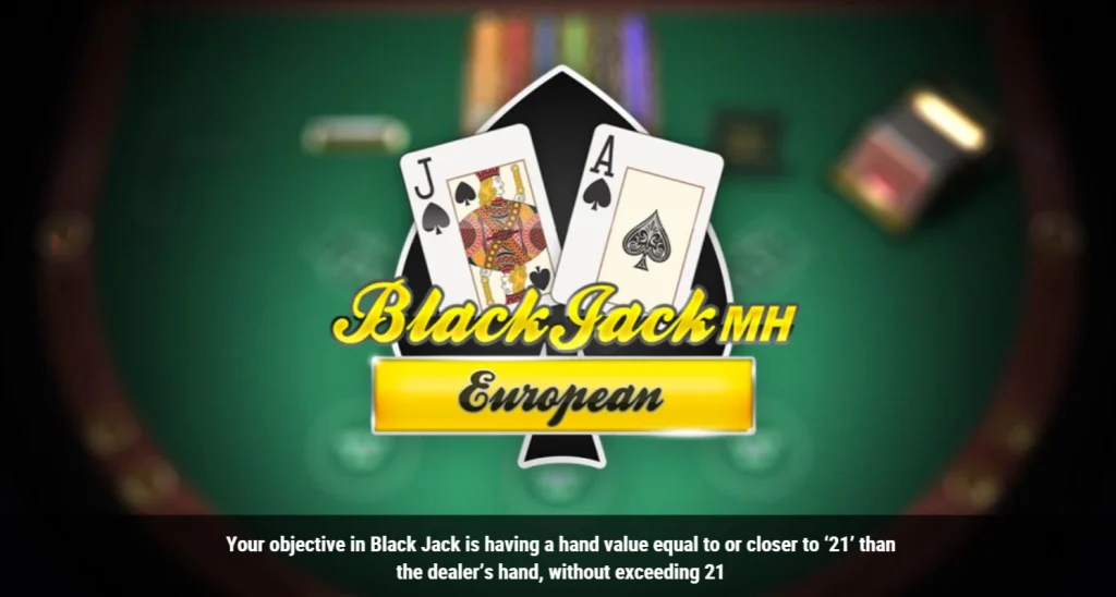 Screenshot of European Blackjack online by Play'nGO with instructions on how to play the game.