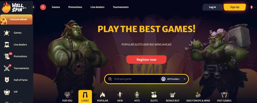 Hellspin casino screenshot