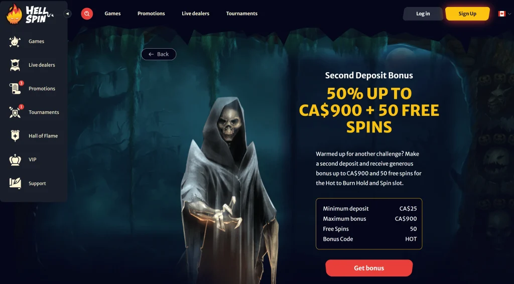 Hellspin Casino 2nd deposit bonus: terms & conditions