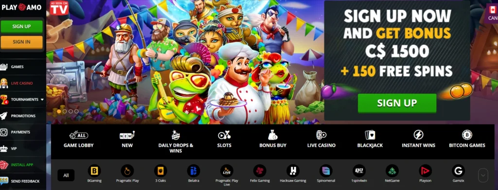 Playamo casino screenshot