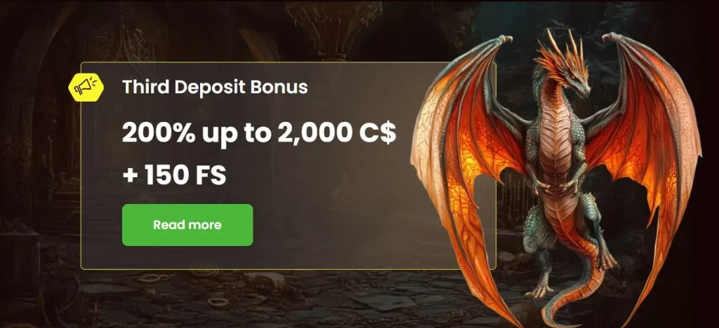 DragonSlots Third Deposit Bonus