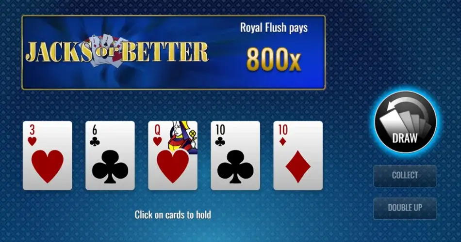 Screenshot of Jacks or Better video poker