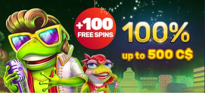 PlayAmo Casino First Deposit Bonus: 100% Up to €/$100 + 100 Free Spins for Elvis Frog in Vegas Slot