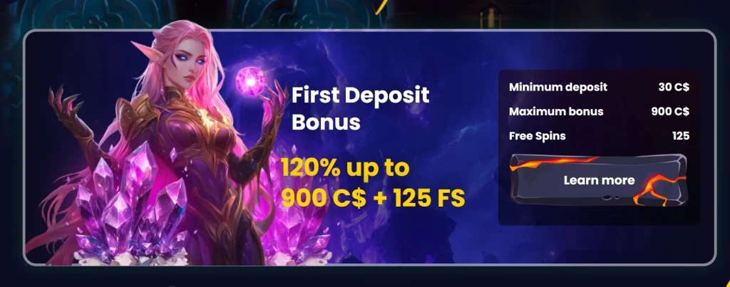 Screenshot of SlotsGem Frist Deposit Bonus