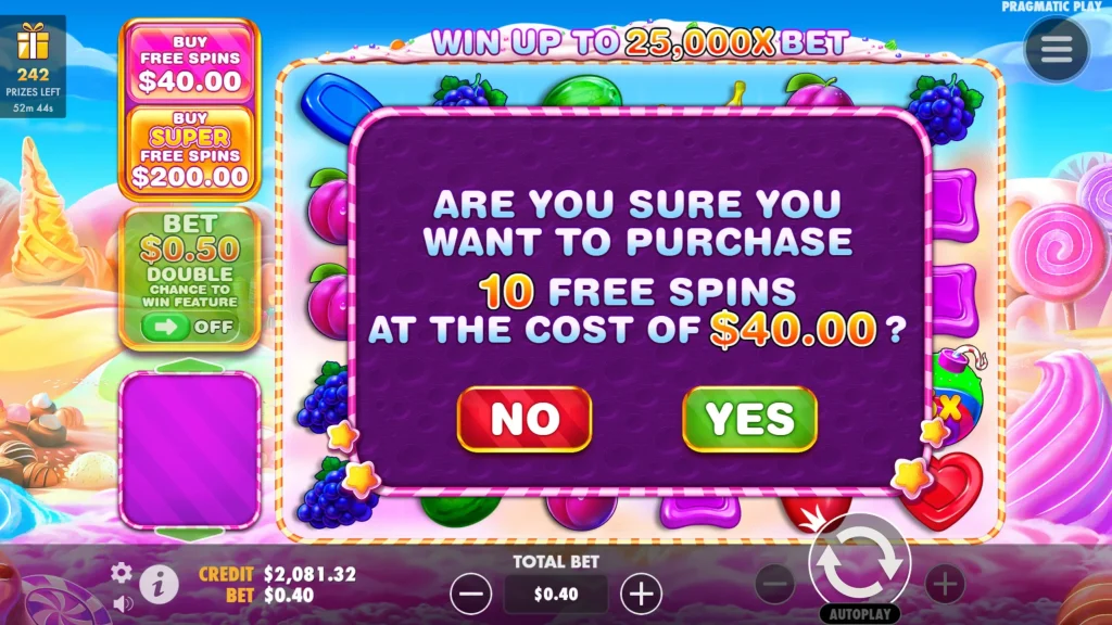 Bonus buy option in Sweet Bonanza