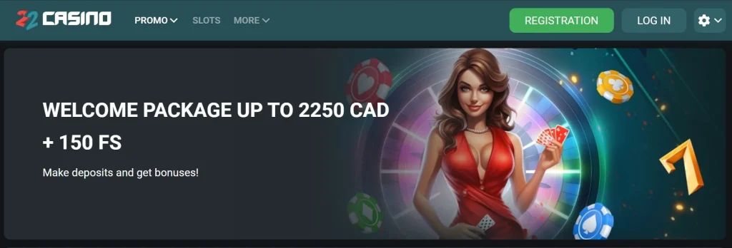 22Casino welcome package for Canadian players