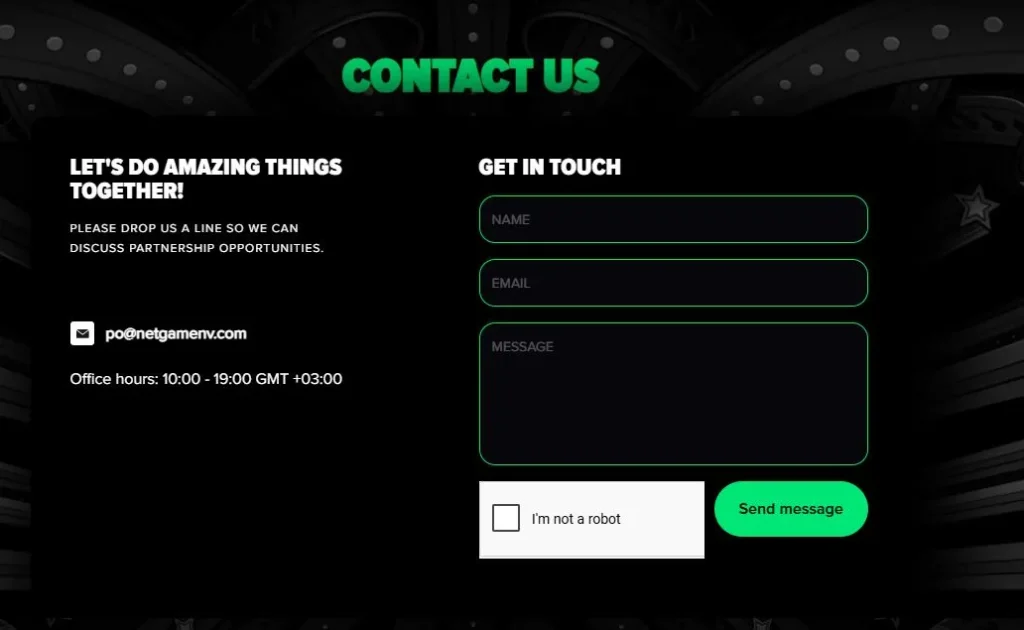 Netgame Entertainement contact us form