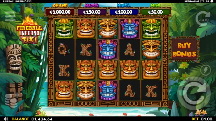 Screenshot of Fireball Inferno Tiki slot by netGaming