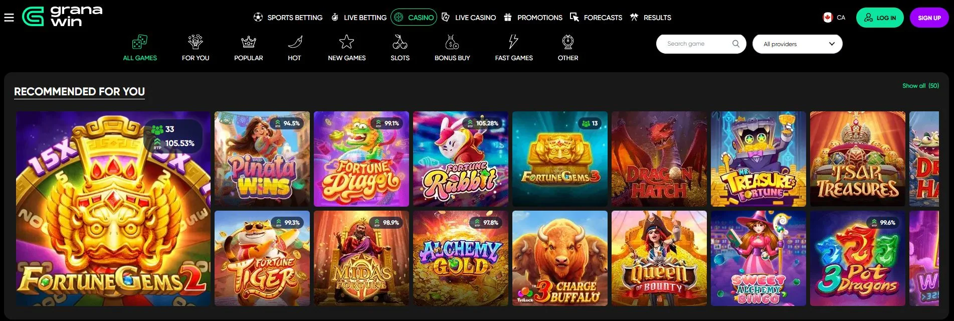 Granawin casino game recommendations, slots
