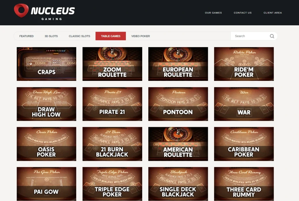 Nucleus Gaming table games