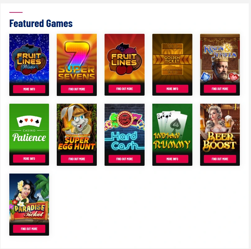 Oryx Gaming Portfolio, featured games
