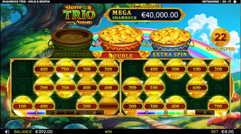 Srcreenshot of Shamrock Trio slot by netGaming