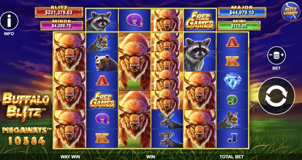 Buffalo Blitz Megaways slot, screenshot