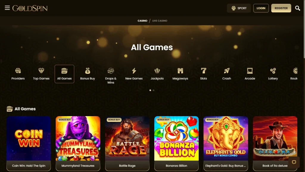 Gold spin casino all games