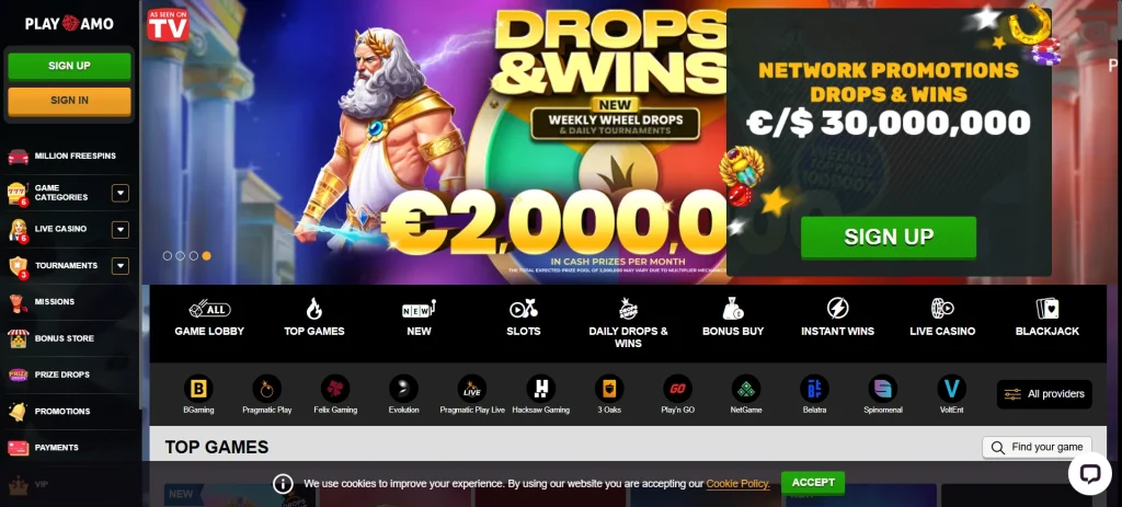Playamo casino drops and wins