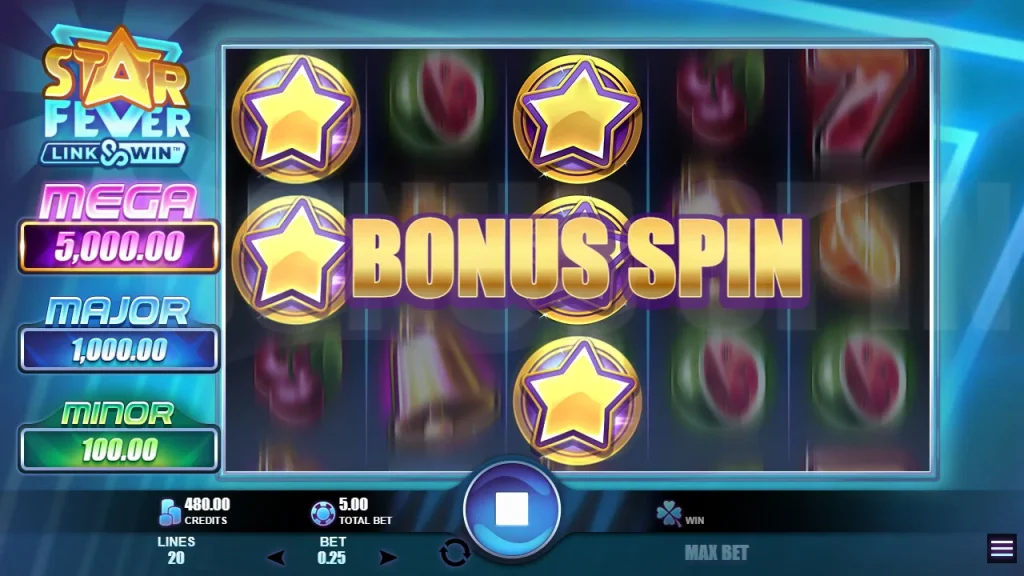 Star Fever Bonus Spin feature, Rabcat Gambling 