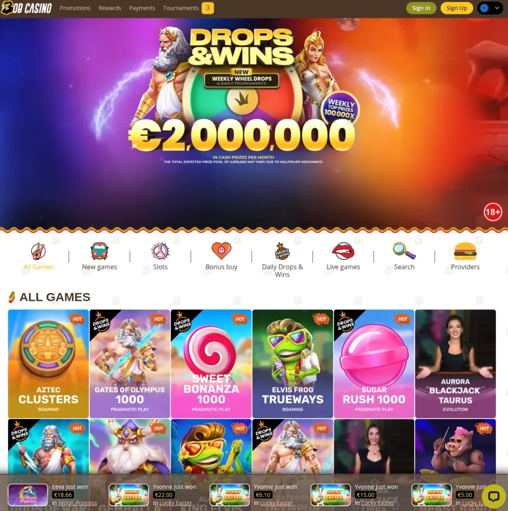bob casino all games
