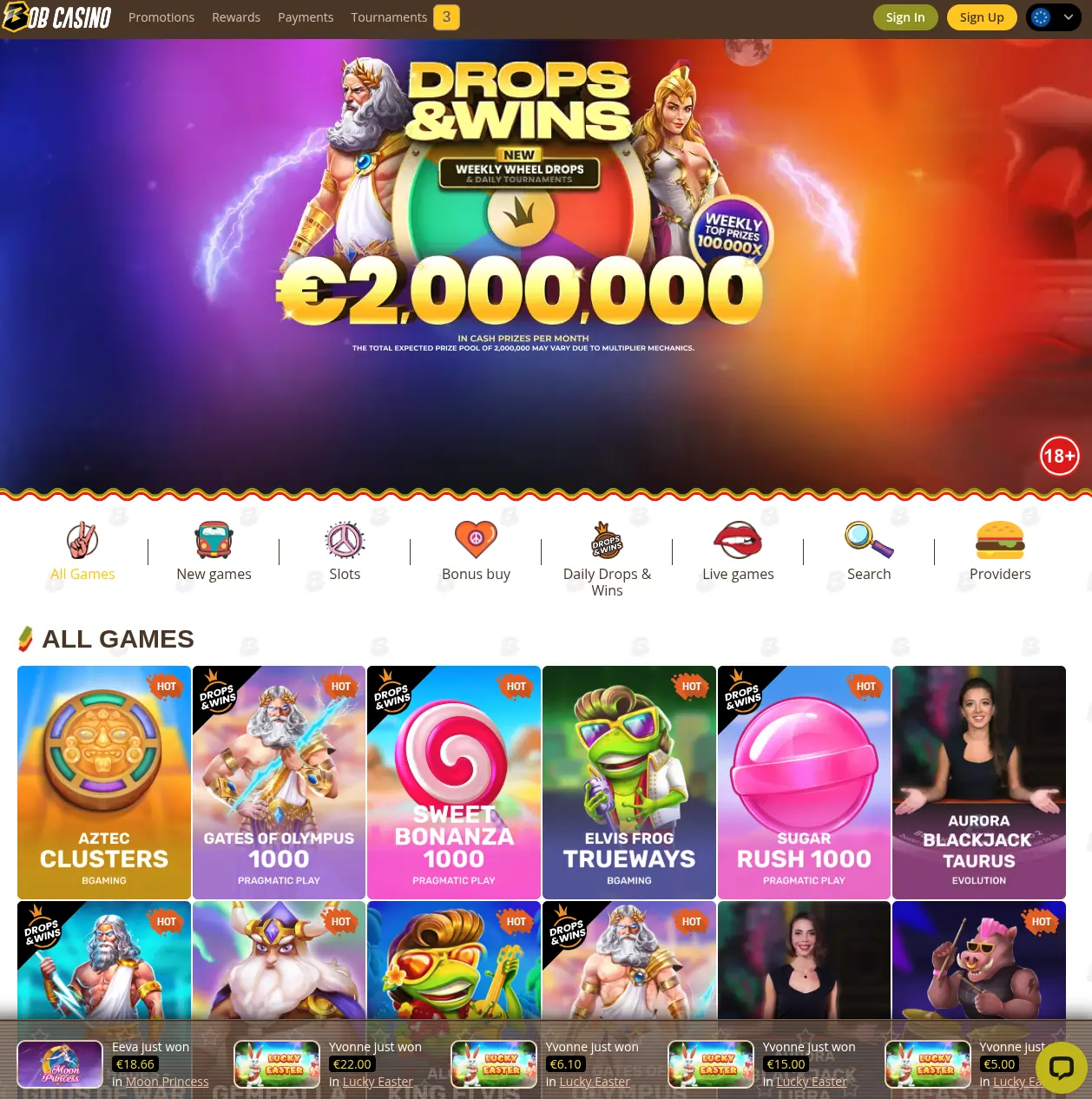 bob casino all games