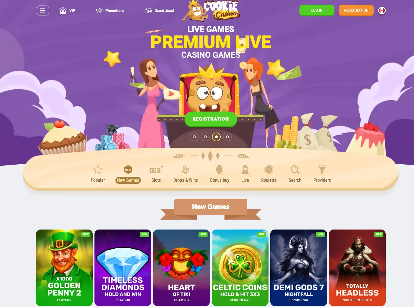 cookie casino game selection